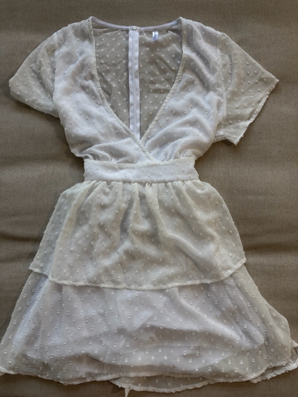 Lucy in the Sky White Polka Dot Textured Mini Dress